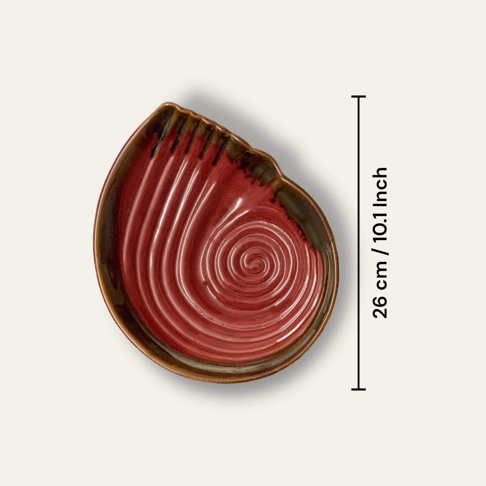 Red Shell Platter - Clayful Homes