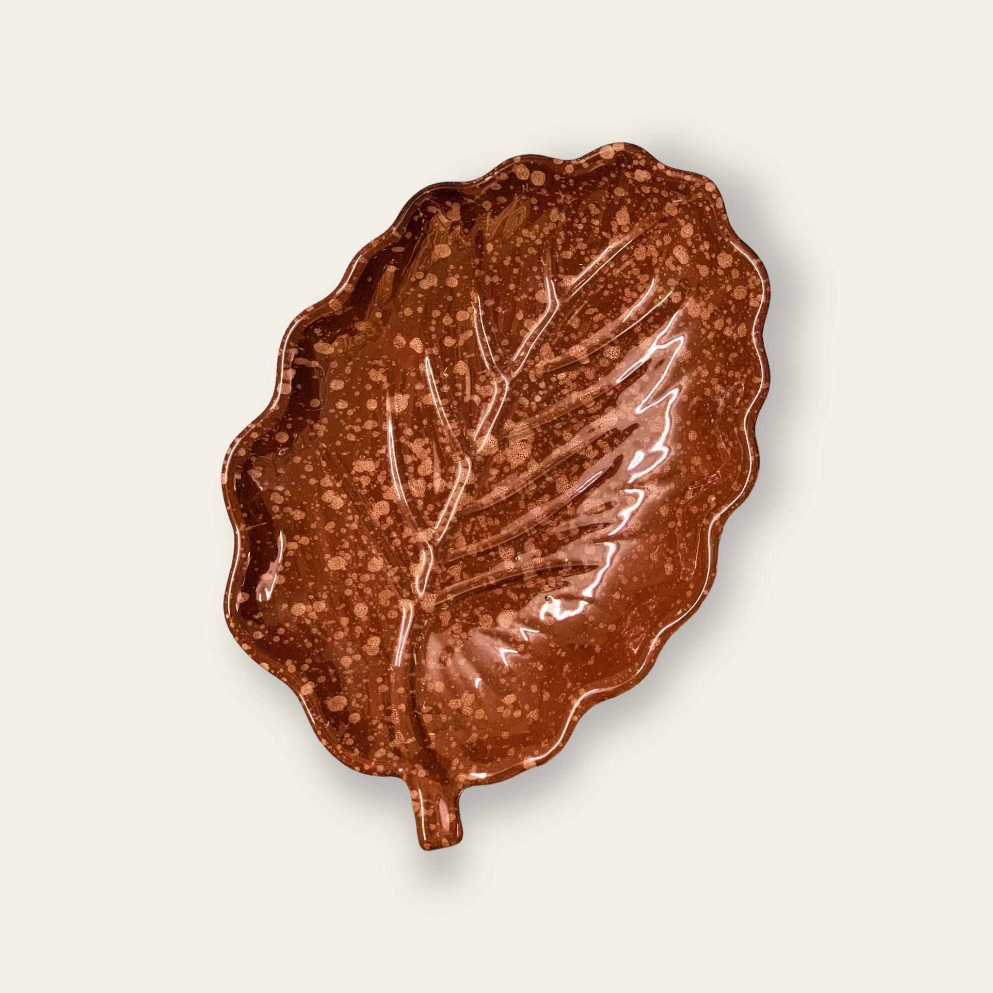 Brown Leaf Platter - Clayful Homes