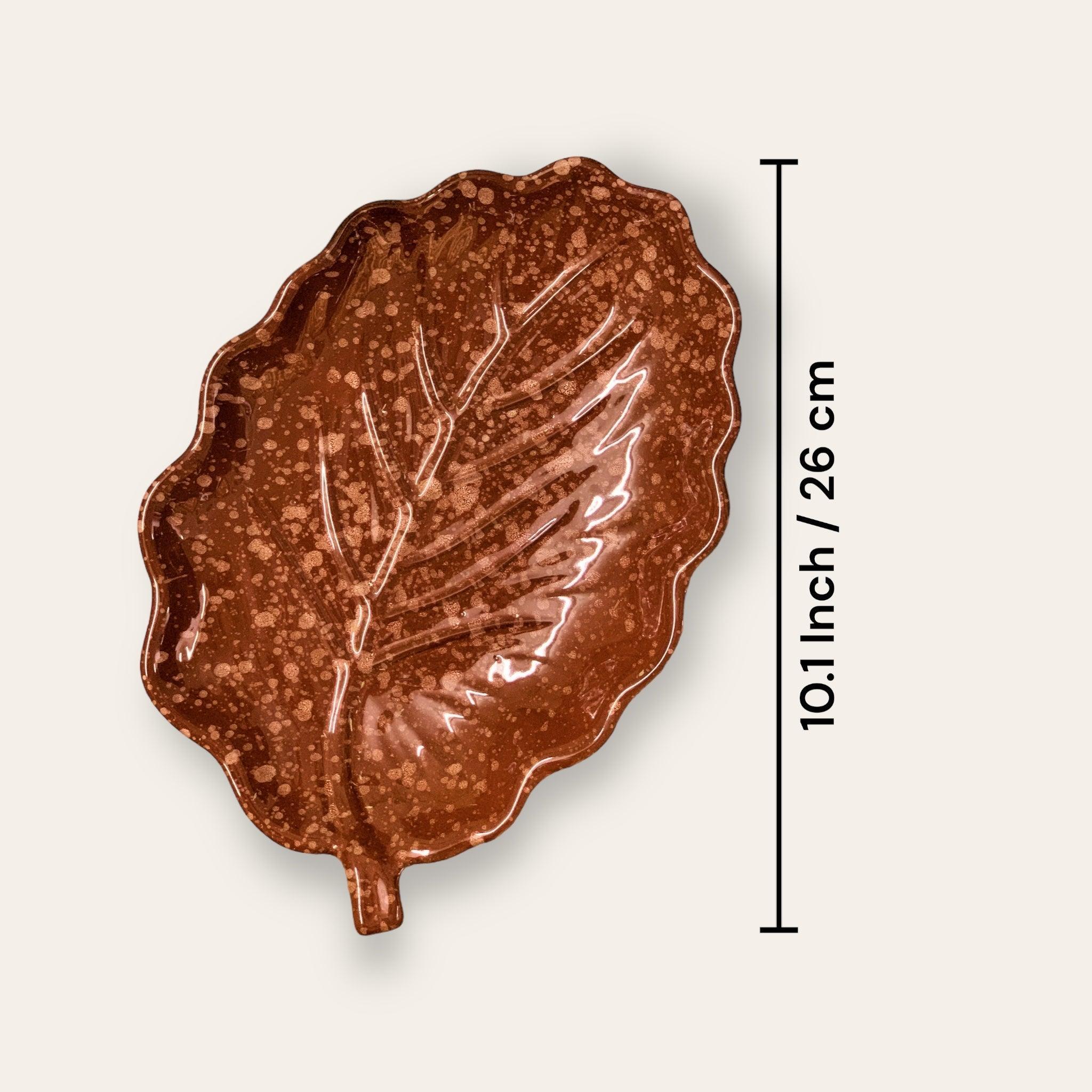 Brown Leaf Platter - Clayful Homes