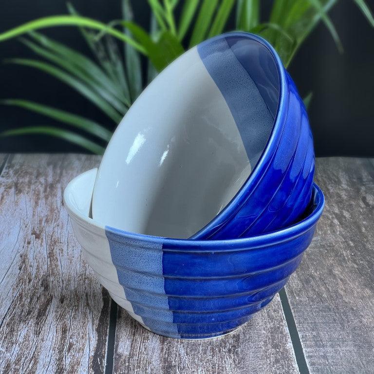 Big Blue White Set of 2 Serving Bowls - Clayful Homes