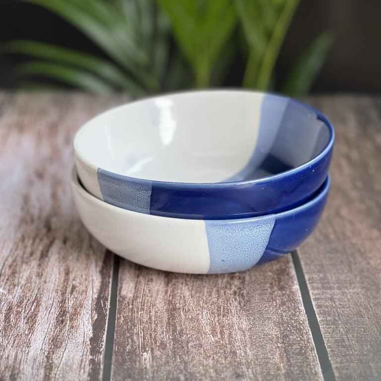 White Blue Set of 2 Serving - Clayful Homes