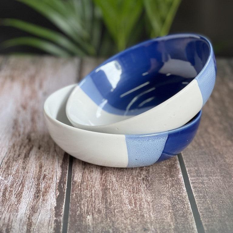White Blue Set of 2 Serving - Clayful Homes