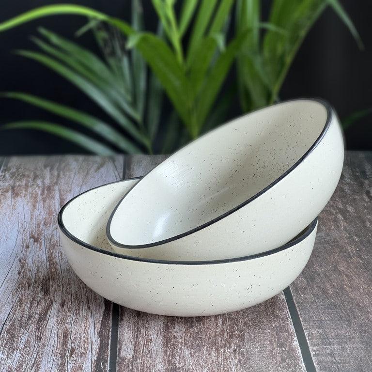 Marble White Set of 2 Serving Bowls - Clayful Homes