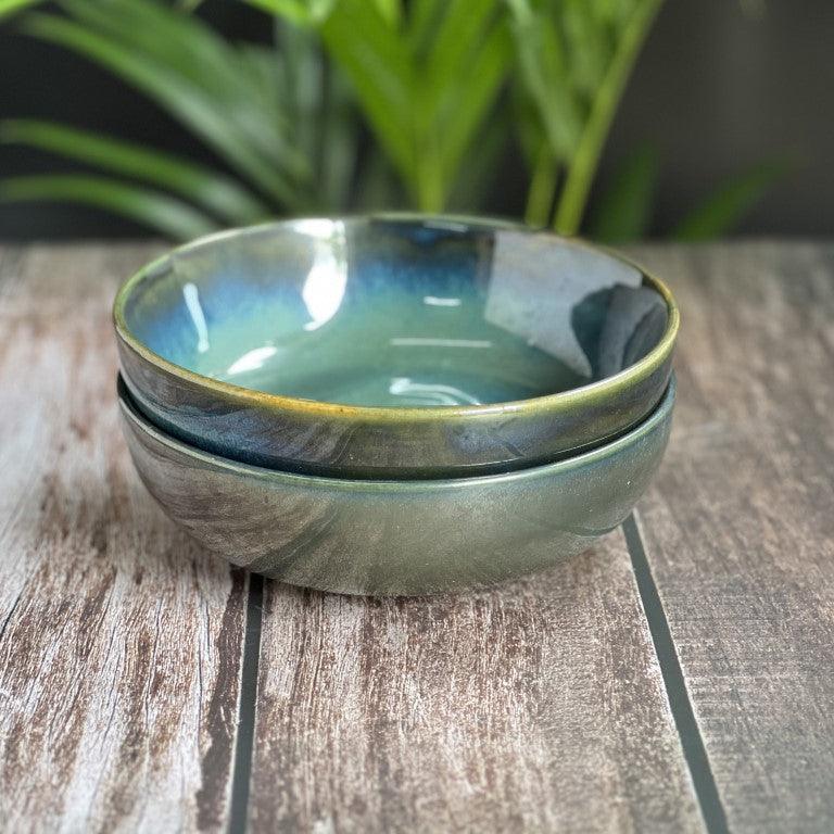 Green Stone Set of 2 Serving Bowls - Clayful Homes