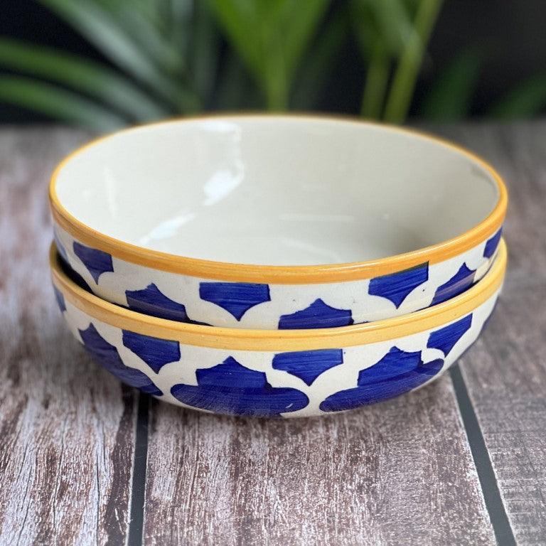 Mustard Blue Set of 2 Serving Bowls - Clayful Homes