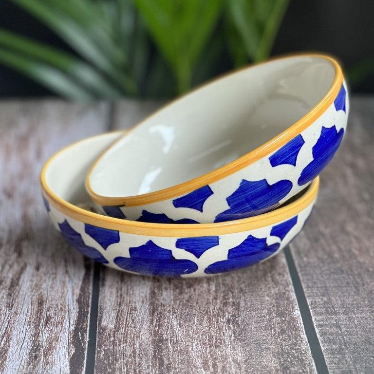 Mustard Blue Set of 2 Serving Bowls - Clayful Homes