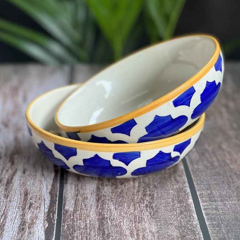 Mustard Blue Set of 2 Serving Bowls - Clayful Homes