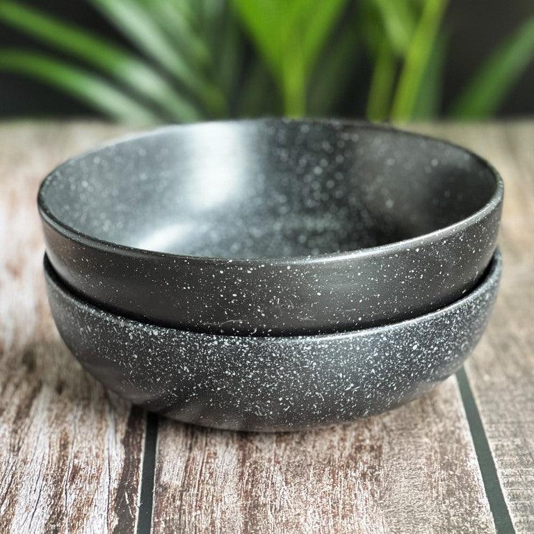Black Marble Set of 2 Serving Bowls - Clayful Homes