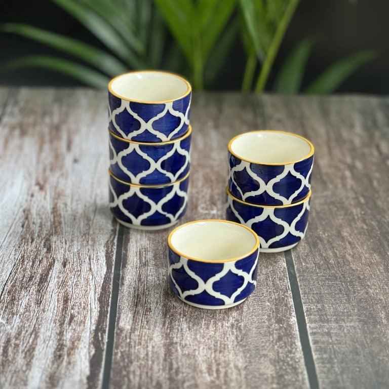 Blue & Yellow Chutney Katoris / Bowls - Clayful Homes