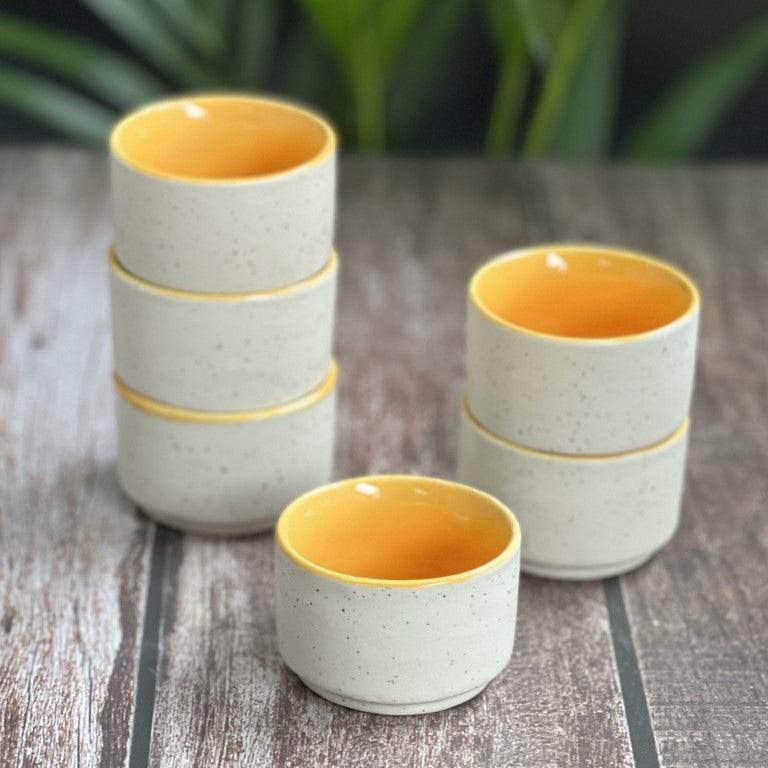 Yellow Marble Chutney Katoris / Bowls - Clayful Homes