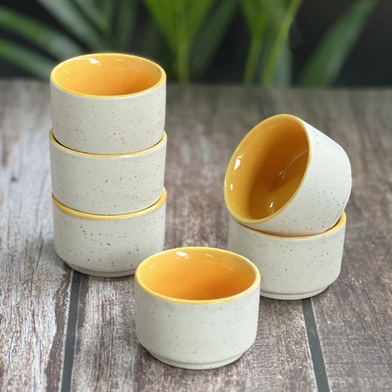Yellow Marble Chutney Katoris / Bowls - Clayful Homes