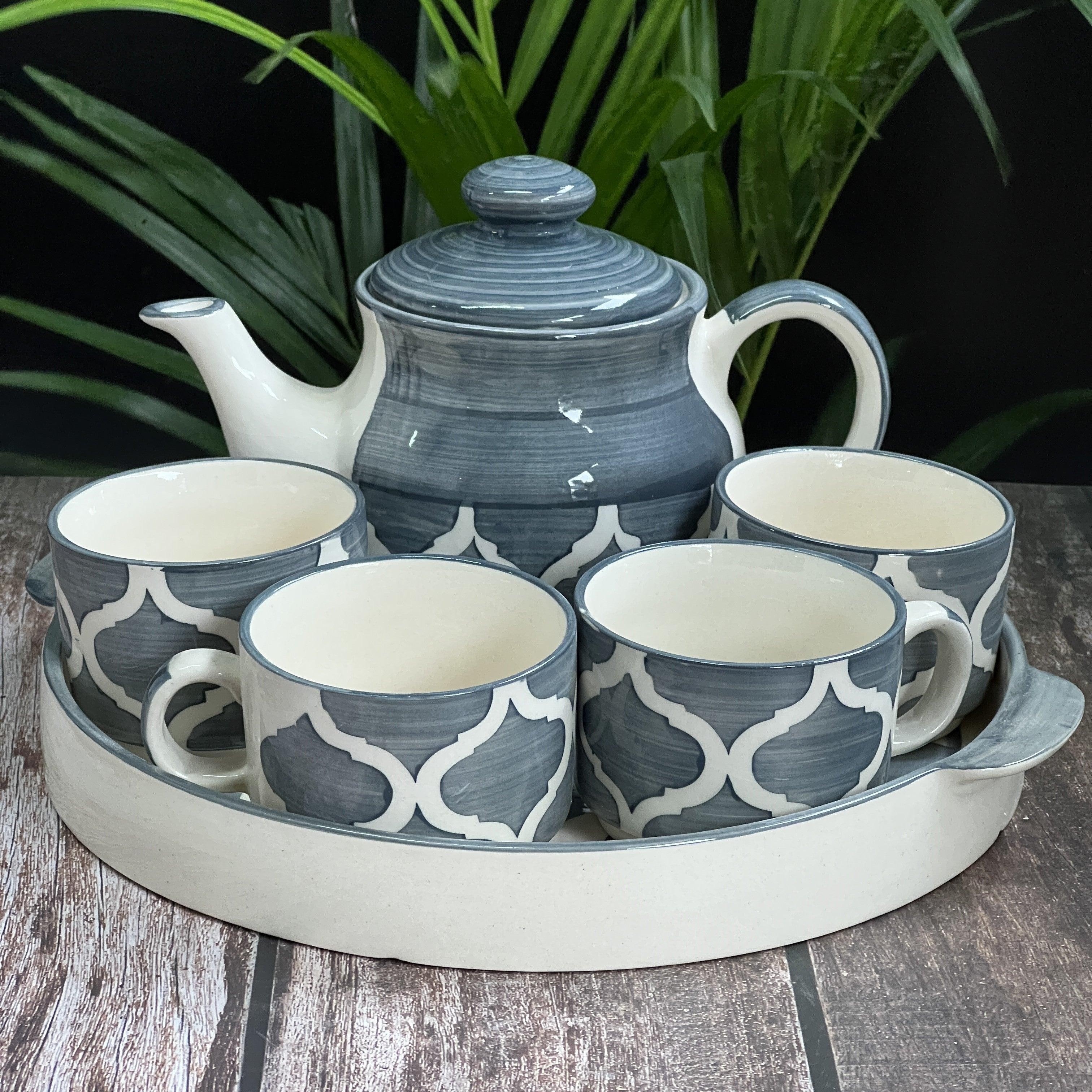 Four Grey Teapot Set - Clayful Homes