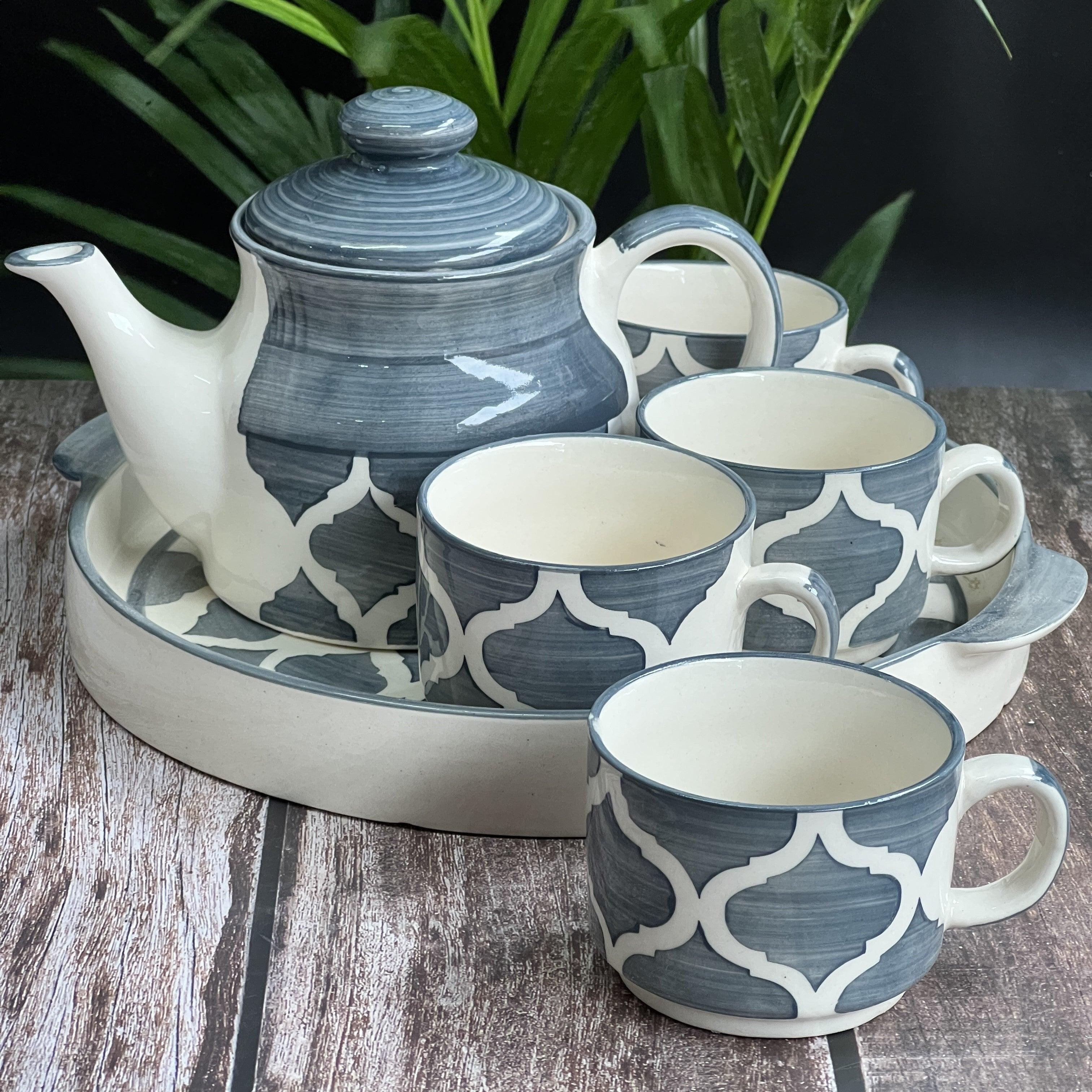 Four Grey Teapot Set - Clayful Homes