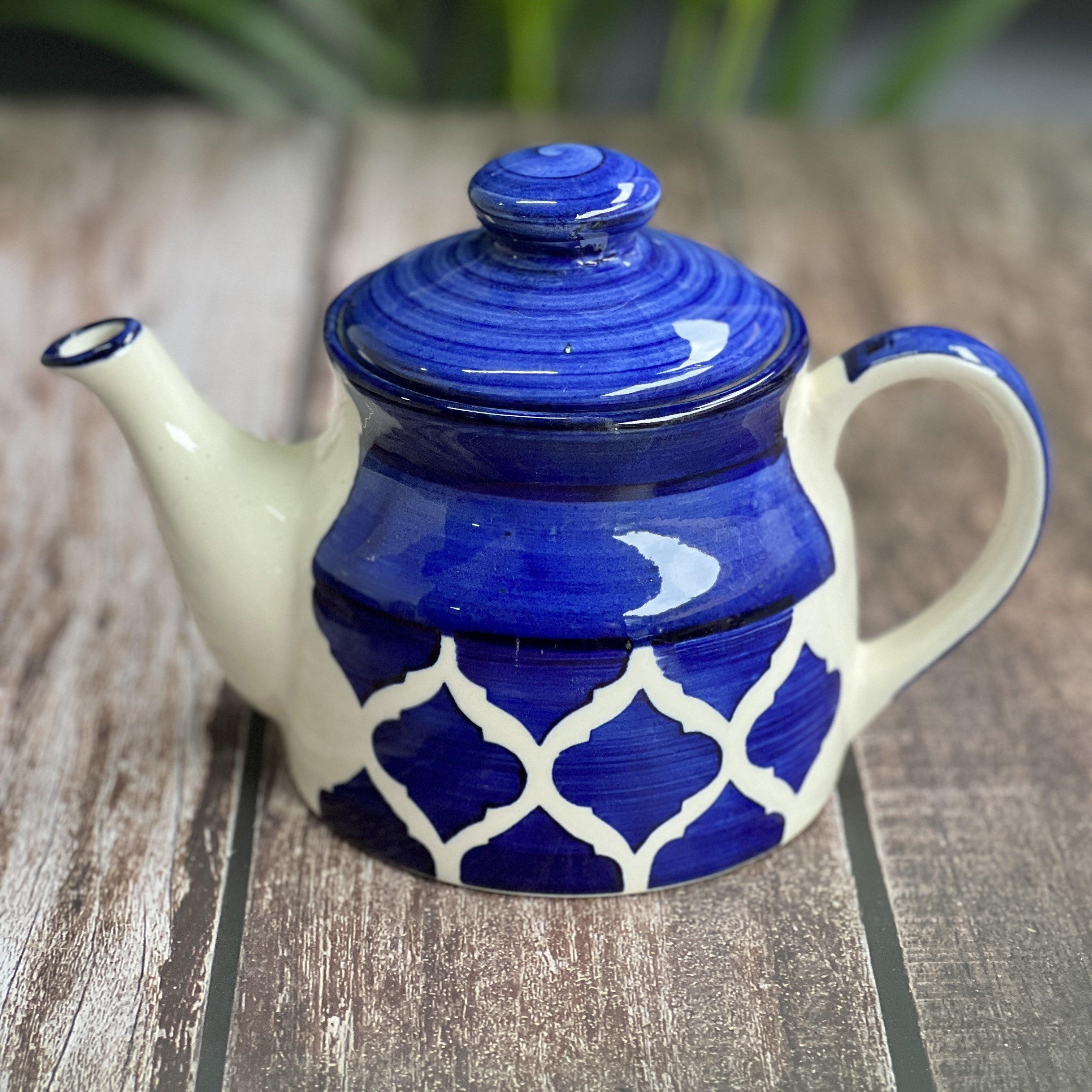 Four Royal Blue Teapot Set - Clayful Homes