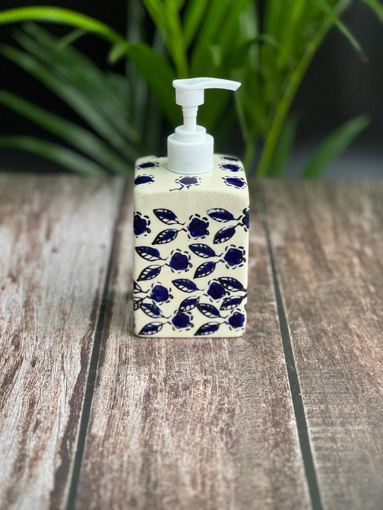 Blue Floral Soap Dispenser - Clayful Homes