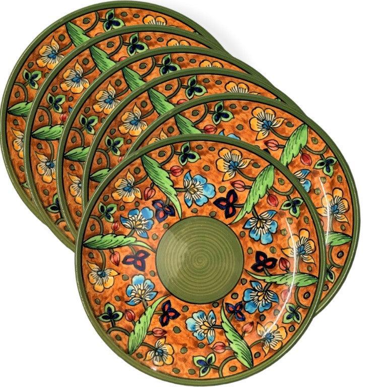 Hand Painted Ceramic Dinner Plates (10 Inch, Set of 6, Dishwasher & Microwave Safe, Turkish Brown) - Clayful Homes