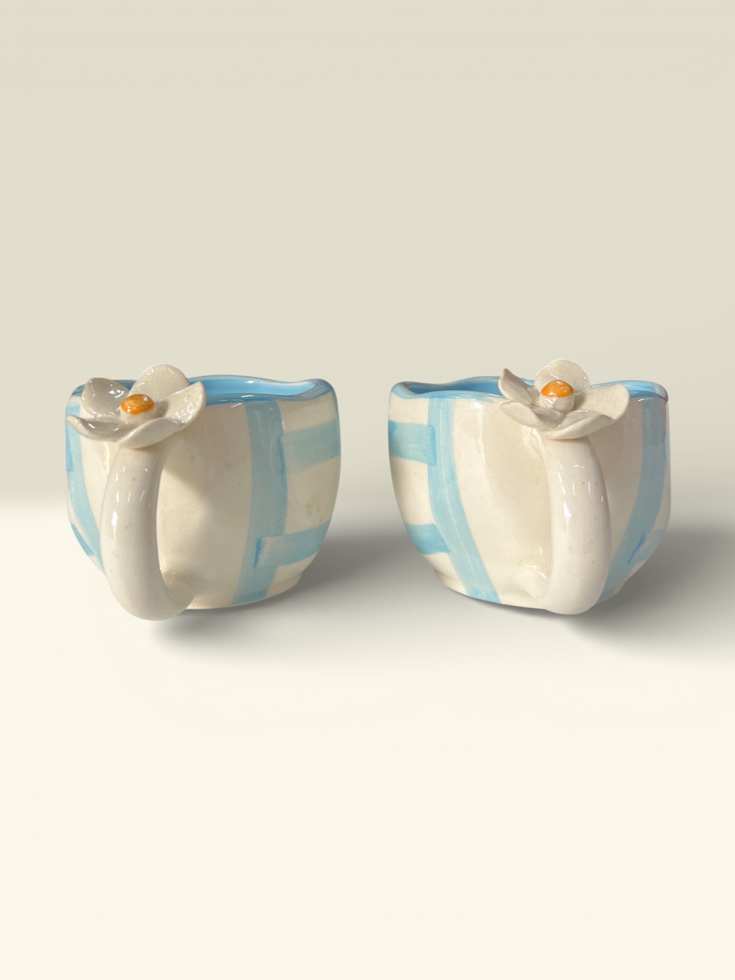 Blue Check Mugs Pack Of 2