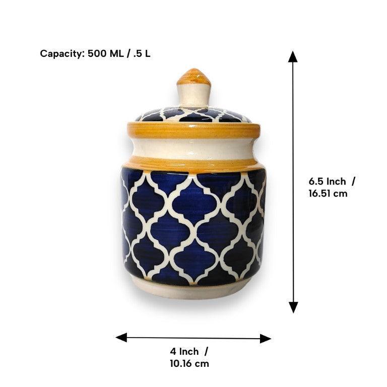 Two Morrocon Yellow Blue Jars - Clayful Homes