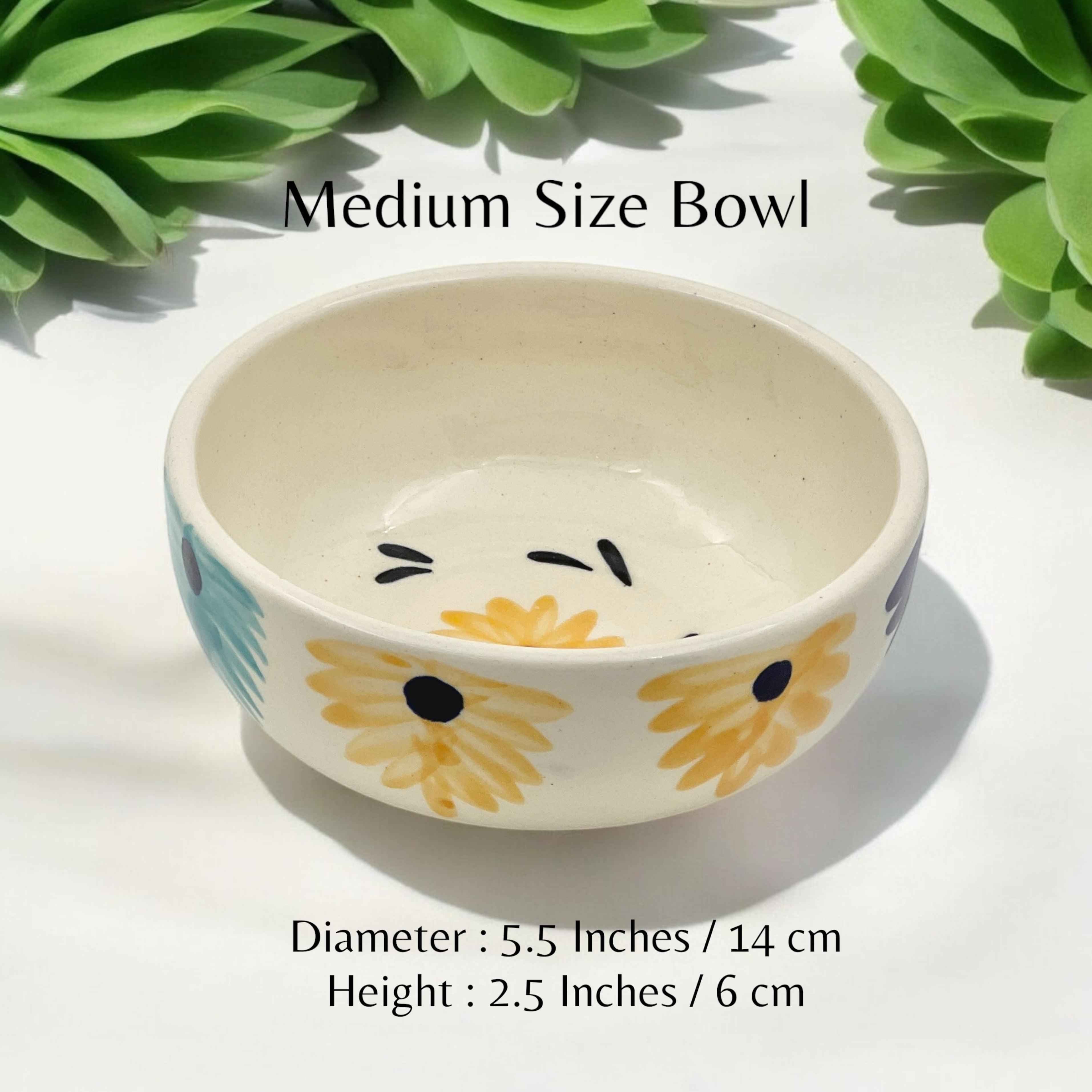 Yellow Blue Flower Soup Bowls - Clayful Homes