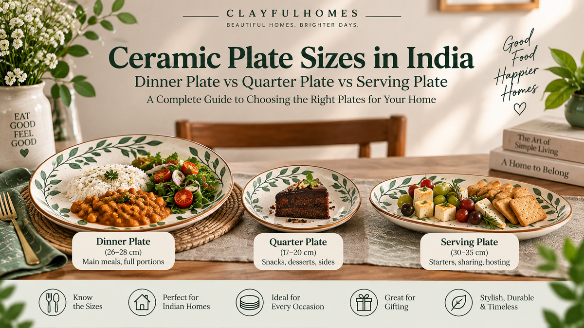 Ceramic Plate Sizes in India – Dinner Plate vs Quarter Plate vs Serving Plate