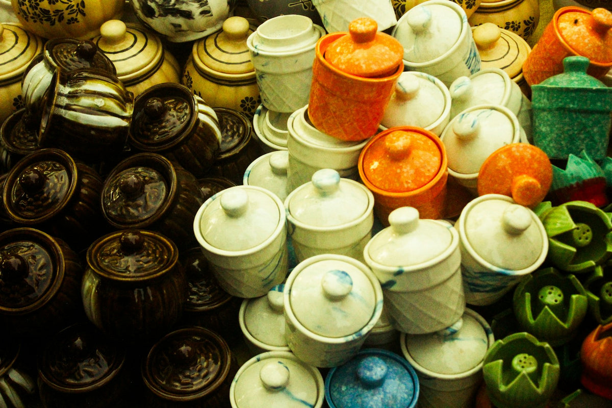 Ceramic jars and containers for Diwali kitchen organization ideas