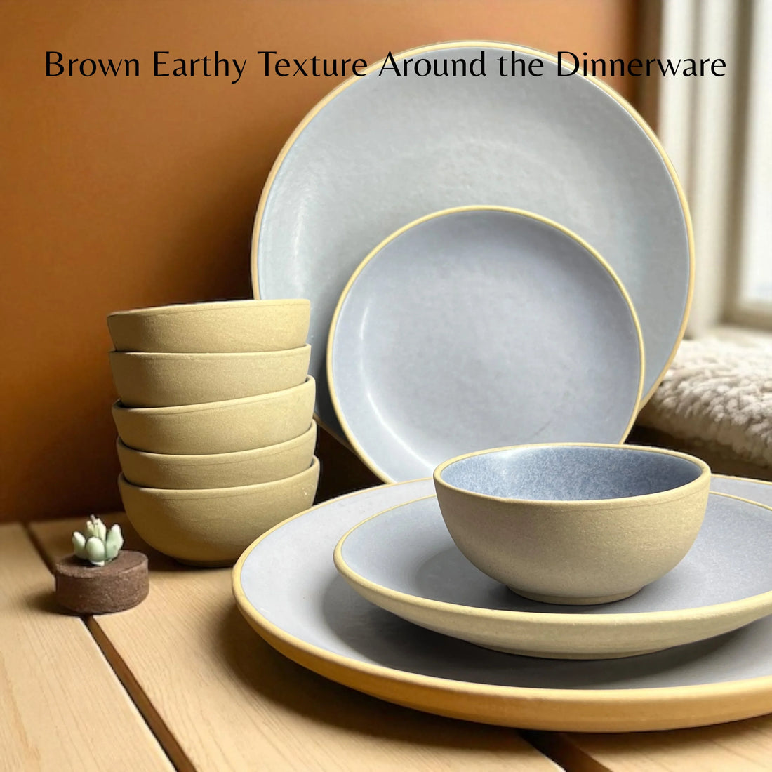 Earthy Blue Dinner set (18pcs) - Clayful Homes