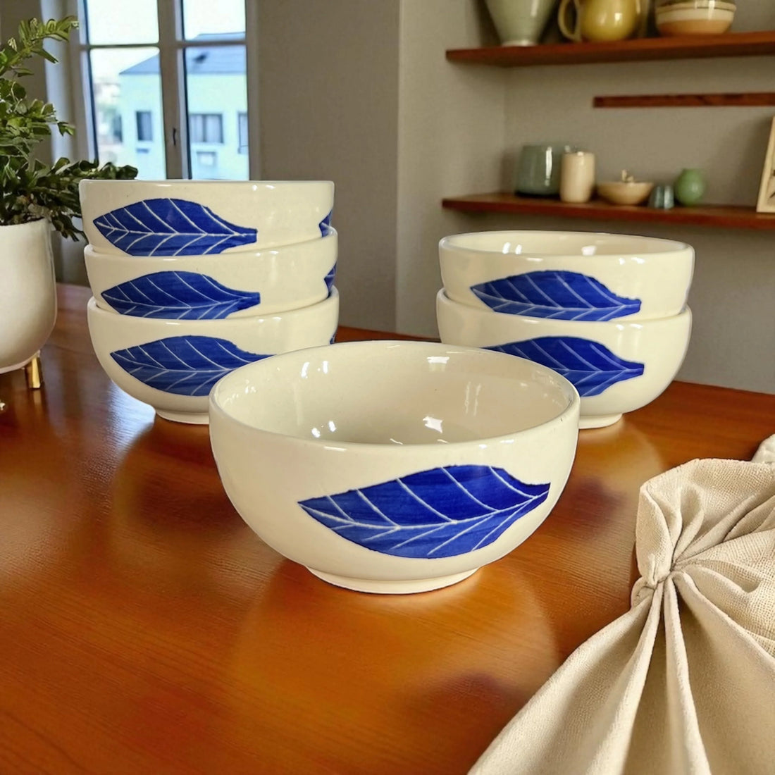 Blue Leaf Bowls / Katori - Clayful Homes