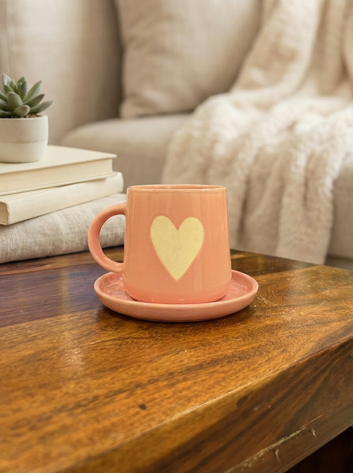 Red Heart Mug &amp; Saucer (Pack of 1)
