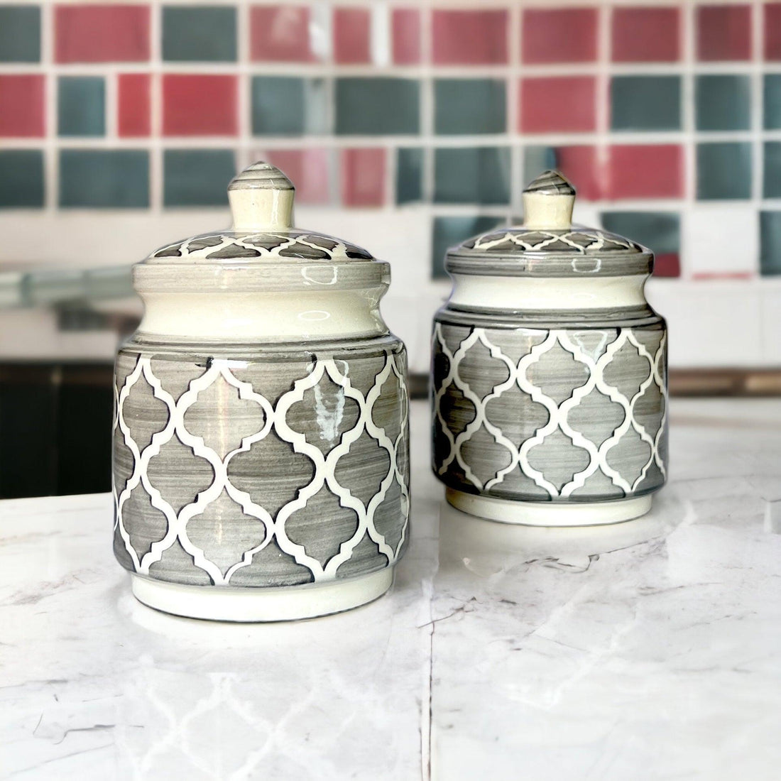 Two Morrocon Grey Jars - Clayful Homes
