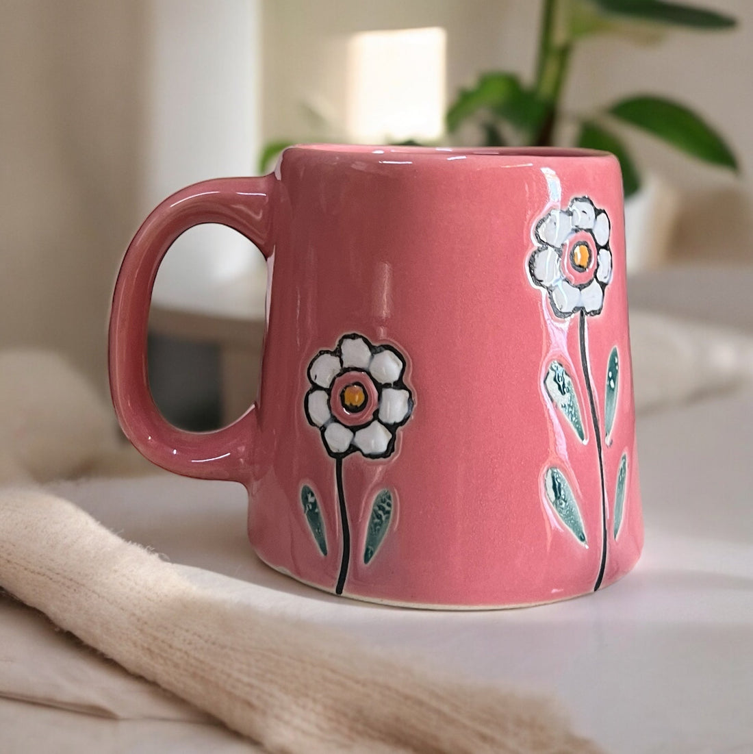 Floral Pink Mug - Clayful Homes