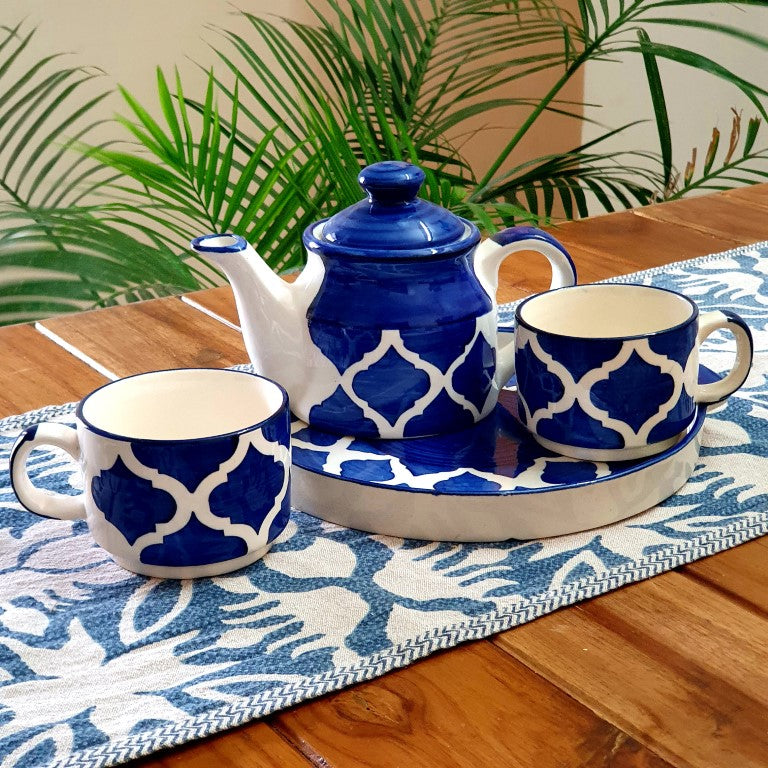 Two Royal Blue Teapot Set