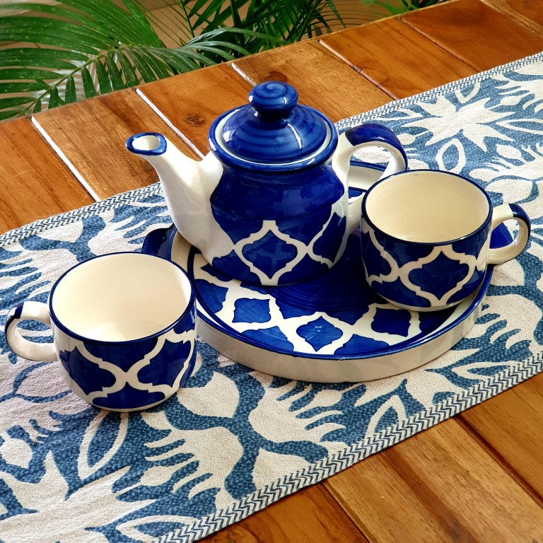 Two Royal Blue Teapot Set