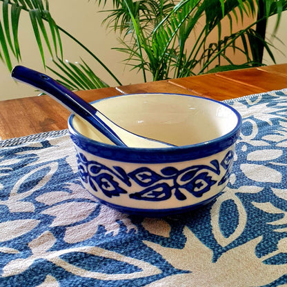 Flower Art Soup Bowl Set with Spoons