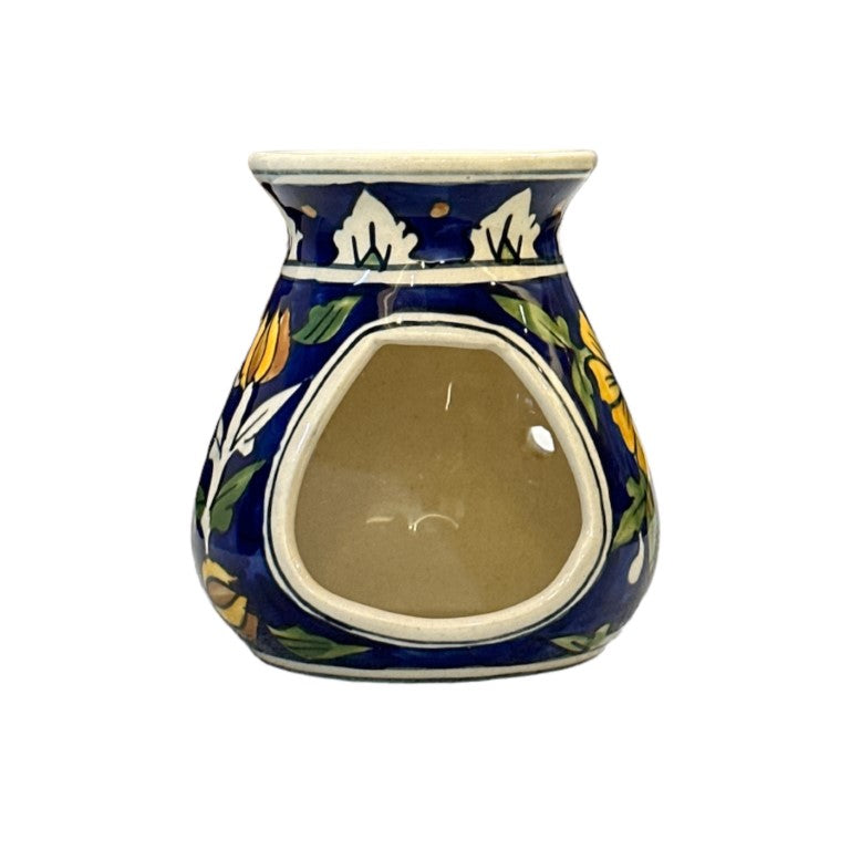 Hand Painted Ceramic Aroma Oil Diffuser Set of 1 (Blue 4.5 Inch)