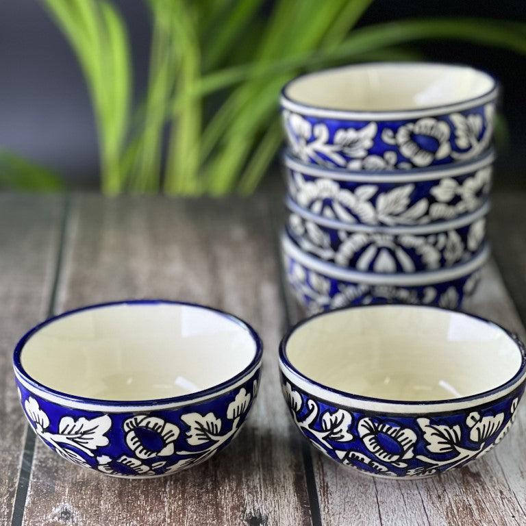 Blue Mughal Set of 6 Dinner Bowls - Clayful Homes