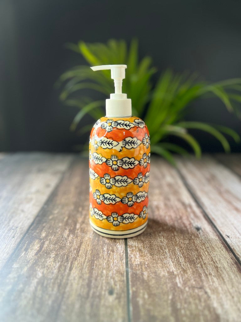 Yellow Floral Soap Dispenser