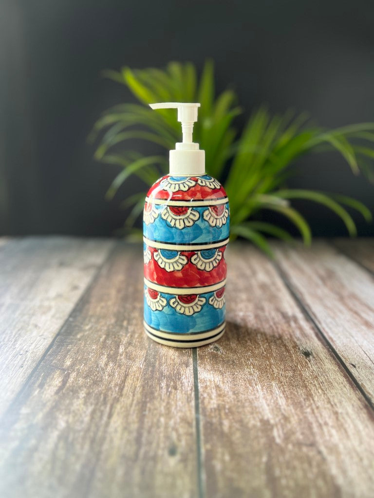 Red Floral Soap Dispenser