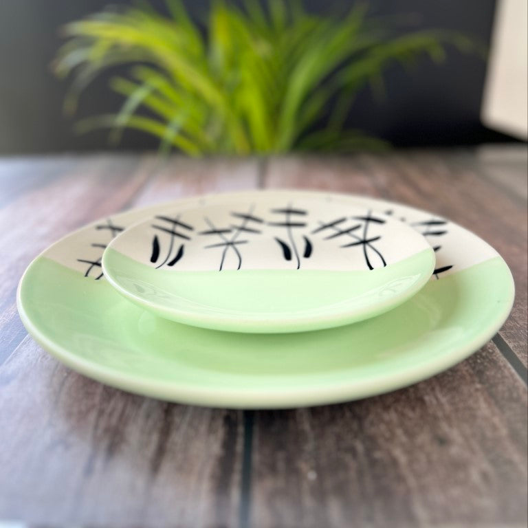 Green Hand painted Dinner Set (2 Pcs)