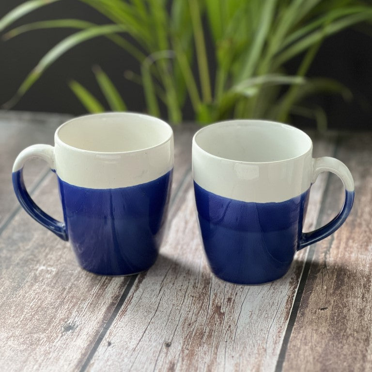 White &amp; Blue Mugs Set of 2