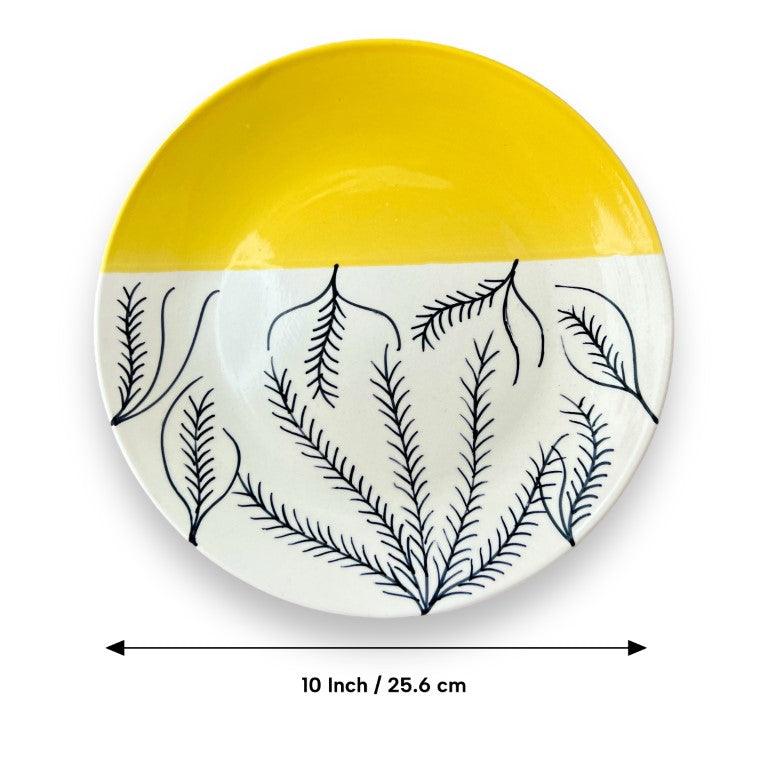 Yellow &amp; White Dinnerware Set (12 Pcs) - Clayful Homes