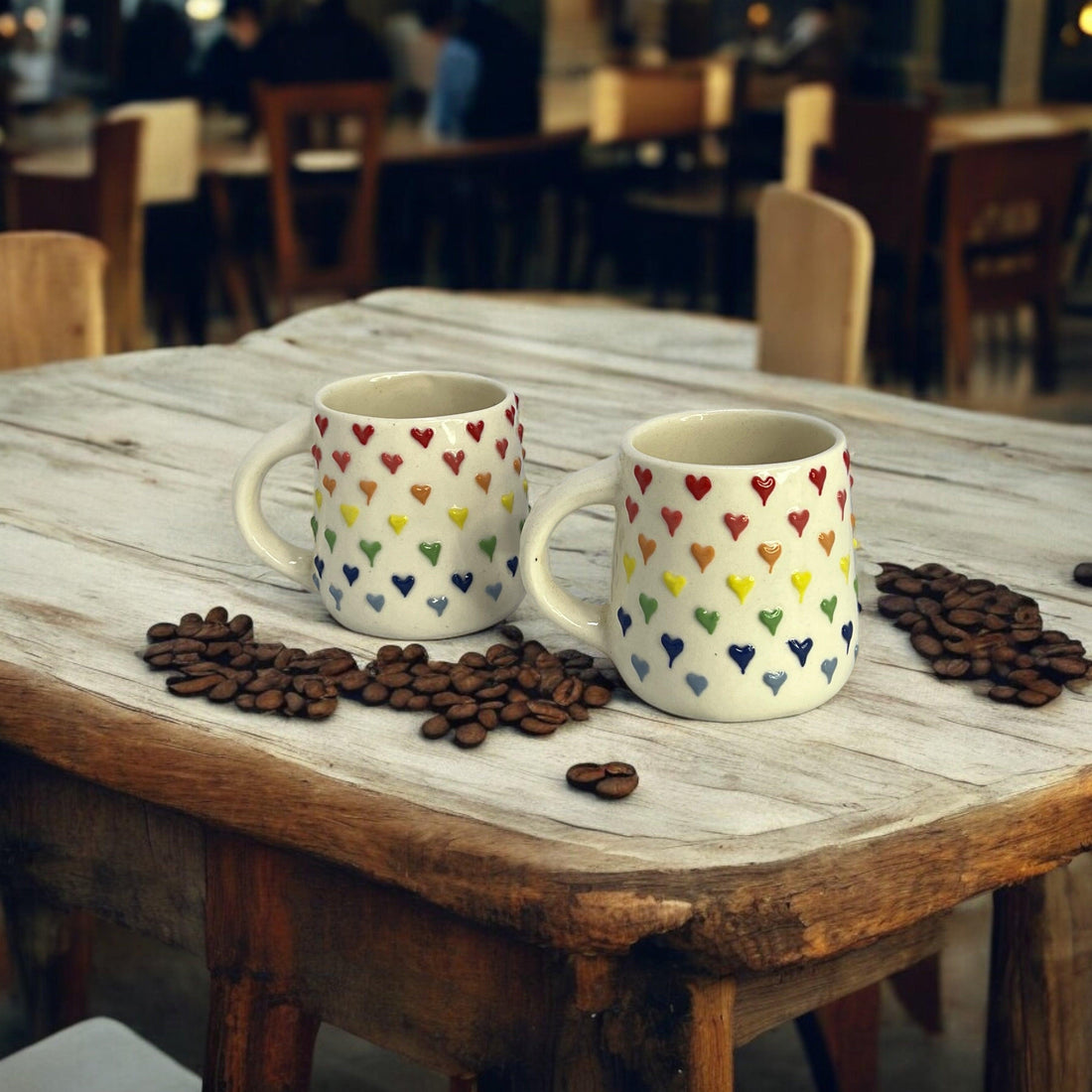 Colorful Hearts Mugs - Clayful Homes