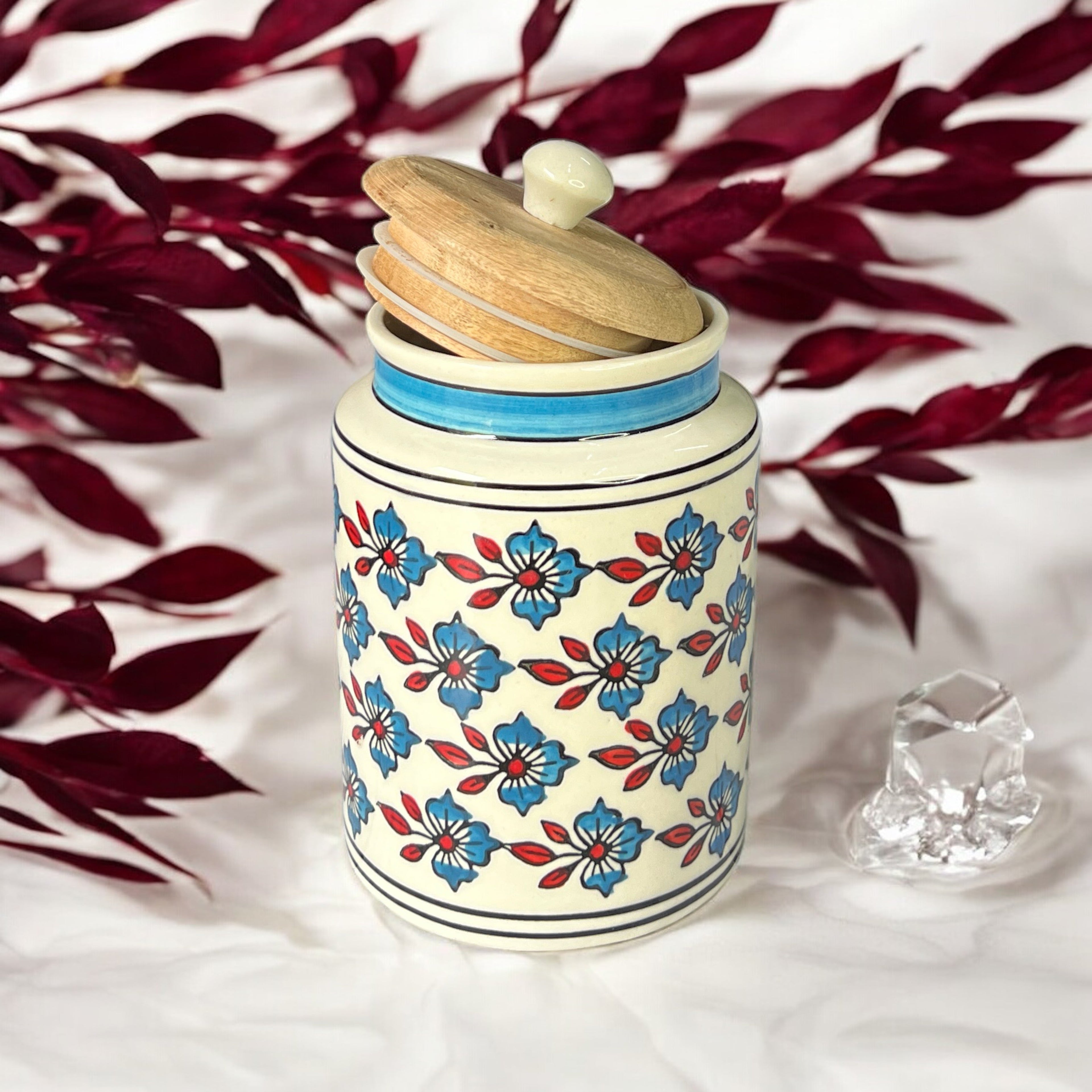 Blue Flower &amp; Red Leaf Jar