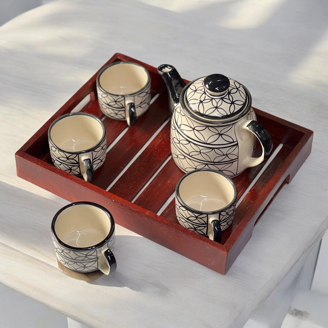 Wooden Kalamkari Four - Clayful Homes