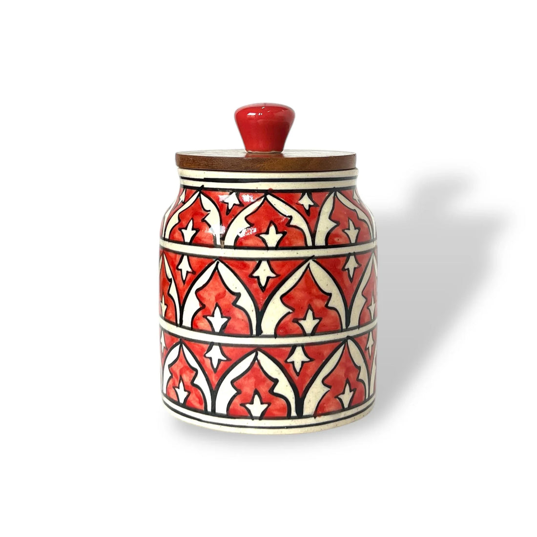 Red Mughal Garden Jar (Set of 1) - Clayful Homes