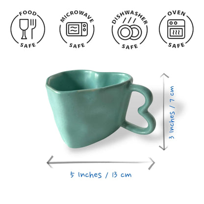 Aqua Green Hearts Coffee Mugs - Clayful Homes