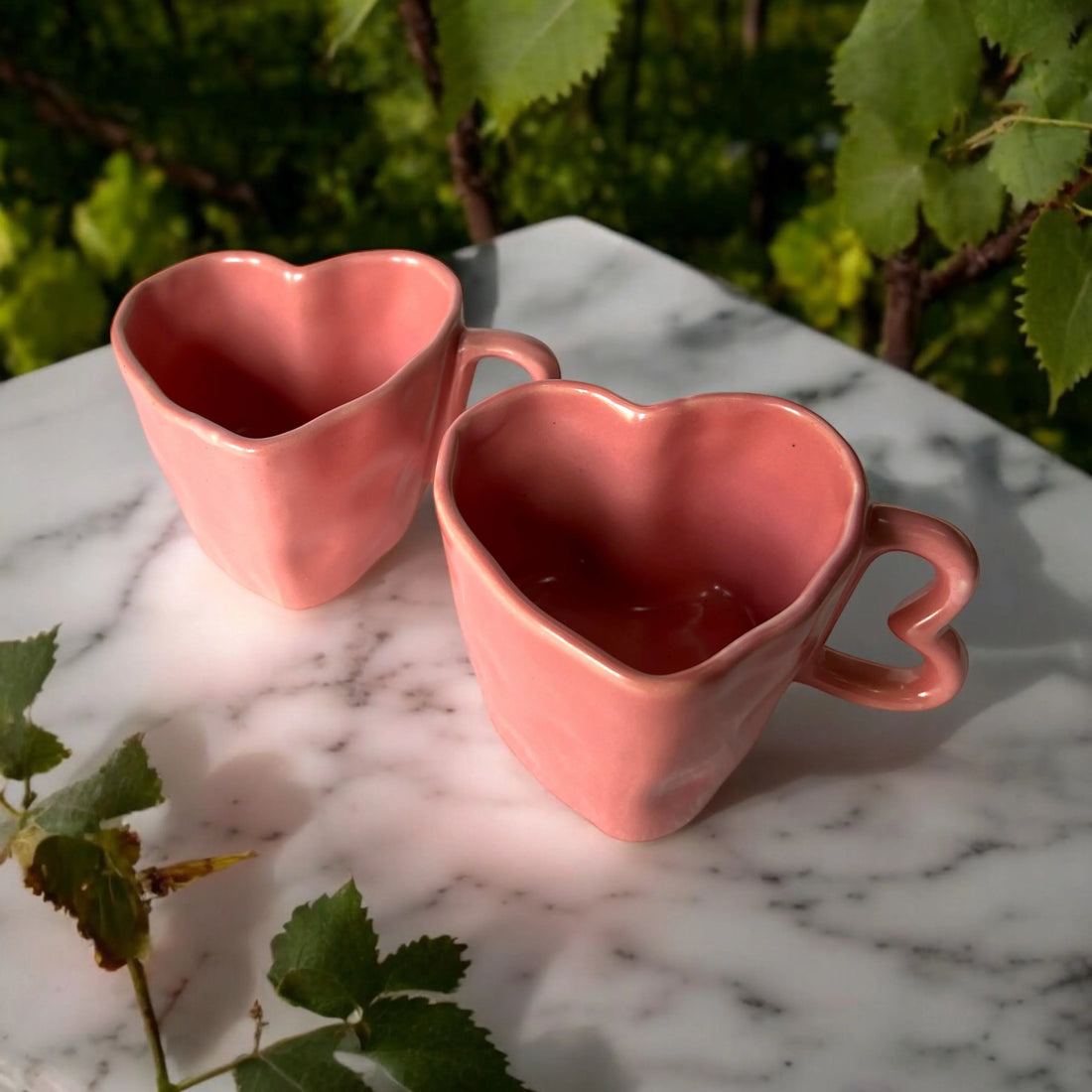 Blush Pink Hearts Coffee Mugs - Clayful Homes