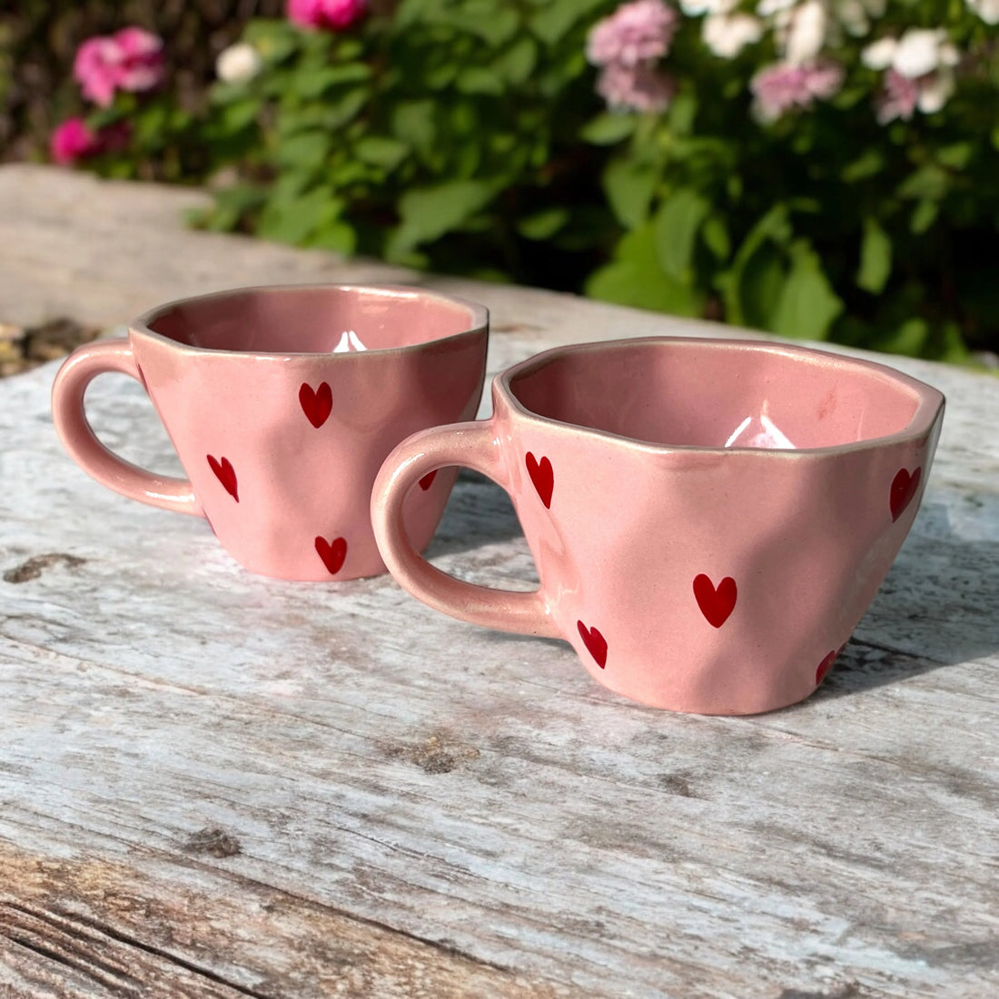Two Diamond Hearts in Pink - Clayful Homes