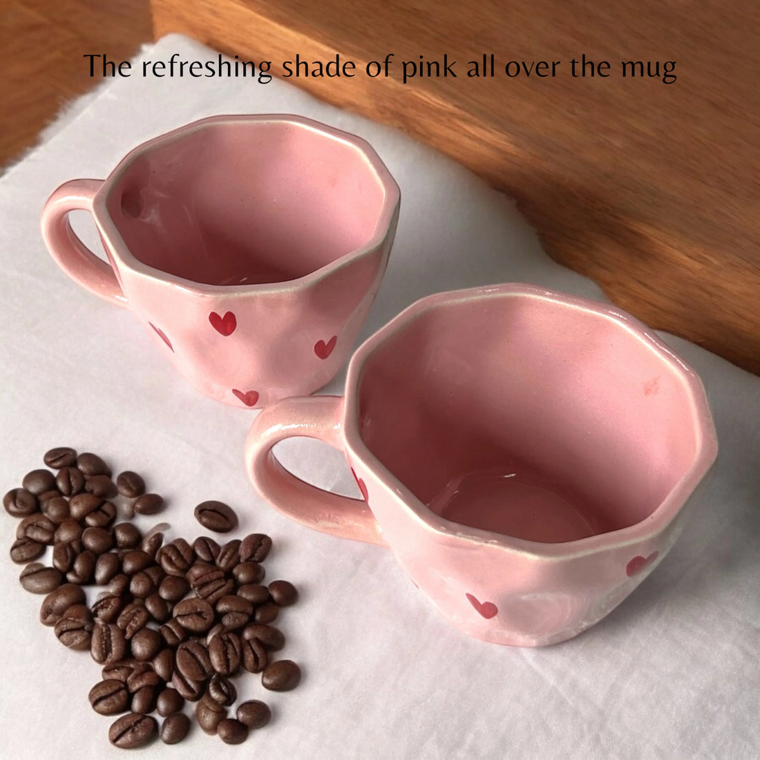 Two Diamond Hearts in Pink - Clayful Homes