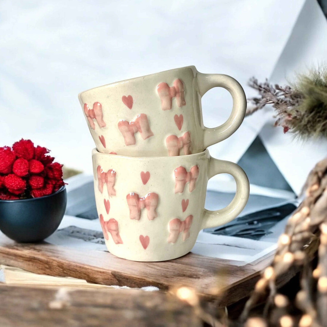 Two Bow and Hearts Mug