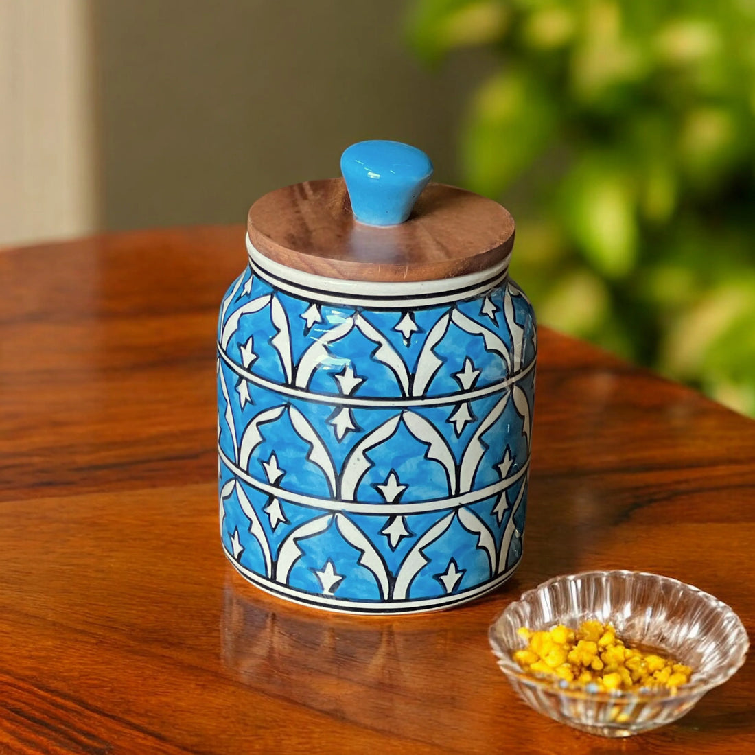 Blue Mughal Garden Jar (Set of 1) - Clayful Homes